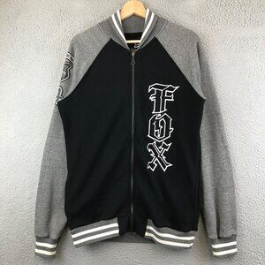 Fox‎ Racing - Boys Size XL Varsity Letterman Style  Full Zip Black Sweatshirt